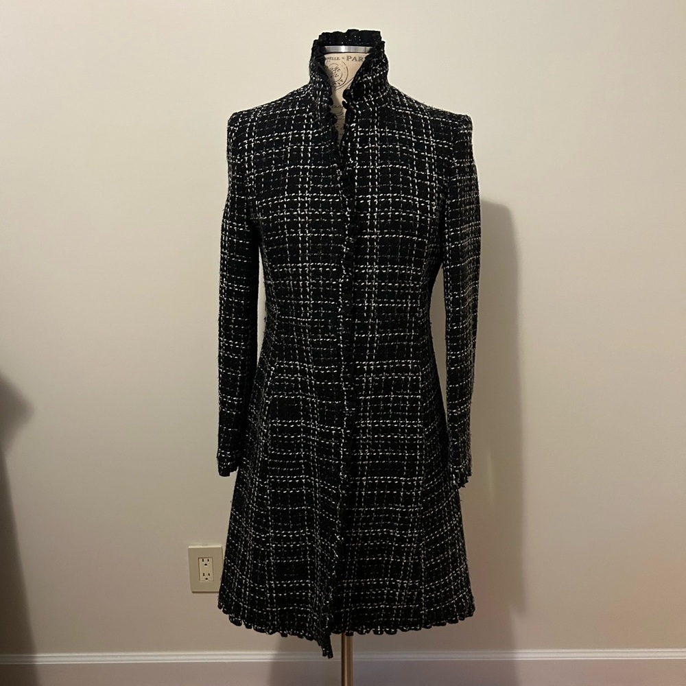Women’s Black and White Tweed Coat by Collection Fiftynine